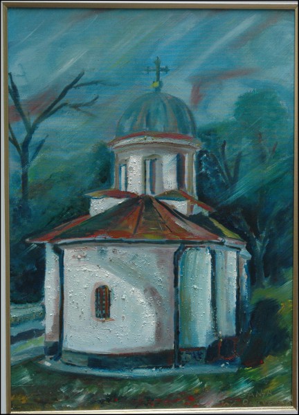 Црква у Грбицама, уље наплатну, 30 x 40