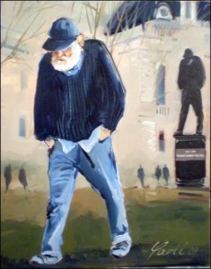 Боби шета пред свог споменика у Крагујевцу