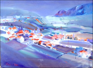 Варошица Борач, уље на платну 30x40