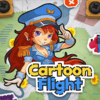 cartoon-flight, žena. pilot