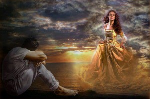 Januarske minijature, devojka, zalazak sunca, tuga