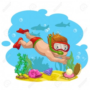 42514998-Little-boy-finds-a-shell-with-a-pearl-at-the-bottom-of-the-sea-vector-cartoon-illustration-Stock-Vector