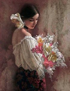 Ljubavni tren, devojka, cveće